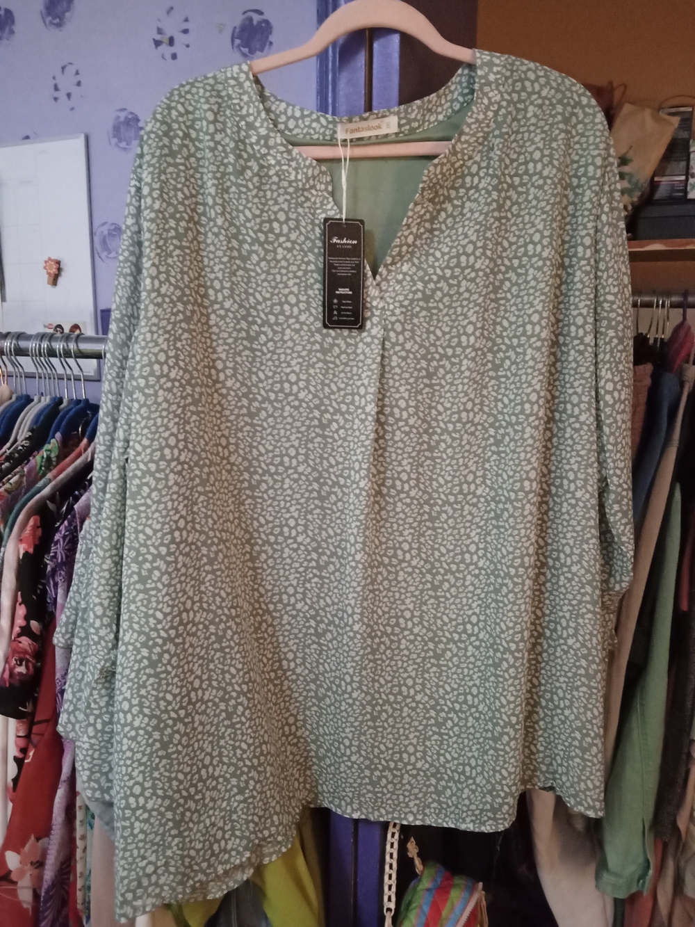 Fantasalook Collections Mint Green Printed Tunic Top